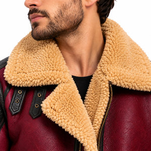 Wholesale Custom Biker Leather Jacket Mens <b>Real</b> <b>Sheepskin</b> Vintage Classic Leather <b>Coat</b> Winter Warm Casual Outerwear Apparel - Product Image 6