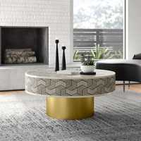 Table basse artisanale indienne en MDF de pin avec incrustations en os, luxe, artisanat moderne, bohème, écologique, imperméable, pour mariage, salon