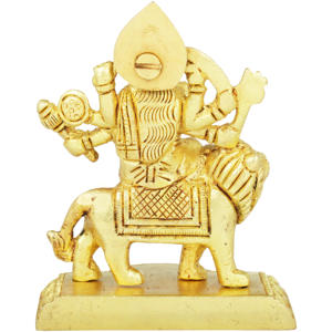 Escultura de diosa Durga de latón de 3 pulgadas hecha a mano pequeña obra de arte India para regalar - Product Image 3