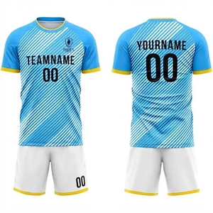 Camiseta de Fútbol Sublimada Azul Personalizada Index, Manga Corta, Poliéster que Absorbe la Humedad, Ajuste Atlético para Todas las Temporadas, Uniforme de Fútbol - Product Image 1
