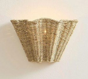Applique murale rustique en jonc de mer naturel, lampe murale tressée, éclairage texturé bohème, luminaire décoratif suspendu, OEM ODM Vente en gros - Product Image 4