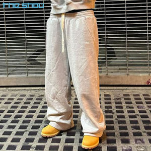 Custom Heavyweight 100% Cotton Sweatpants Men Loose Fit Wide Leg Stacked Joggers Vintage Drawstring <b>Flare</b> Pants - Product Image 2