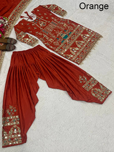 Dhoti salwar สำเร็จรูปผ้าจอร์เจียปรับแต่งได้พร้อมพิมพ์ดิจิตอลพร้อมกางเกงสไตล์ dhoti ชุดอินเดียดั้งเดิมสำหรับผู้หญิง - Product Image 4