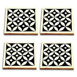Juego de posavasos de madera redondos de 6 mm de grosor, reutilizables, diseño moderno, juego de 4 con soporte de madera - Product Image 6