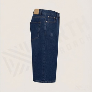 Custom Logo High Street Faded Long Shorts Men Casual Denim Loose Fit Jorts 100% Cotton <b>Distressed</b> Customized Color Long Men - Product Image 3