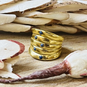 Premium Look Multi Layer Brass <b>Ring</b> Blue Coral Chunky Band <b>Ring</b> 18k Gold Plated Ethnic <b>Statement</b> <b>Ring</b> Wholesale <b>Ring</b> For Women - Product Image 5