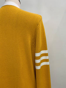 SEEBI SPORTS Cardigan jaune à col en V pour femme, manches longues, couleur unie, tricoté, séchage rapide, style vintage, décontracté, pour l'hiver - Product Image 5