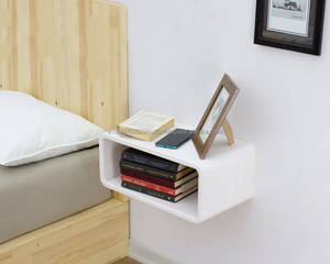 Milieu du siècle moderne blanc flottant table de chevet fait à la main stockage Minsk couleur mural pour chambre et salon - Product Image 2
