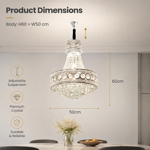 Luxury Crystal Chandelier With Iron Frame Adjustable Height E27 Warm <b>Light</b> For Living Room <b>Dining</b> Room Hotel Foyer - Product Image 3