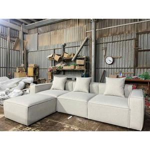 Modern L Shape Fabric Sectional Sofa Set With Loose Back And Straight Arms For Living Room - Product Image 1