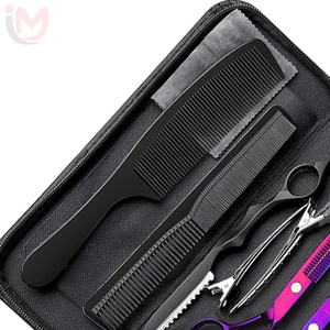 Juego de Herramientas Profesionales para Peinar el Cabello, Tijeras de Acero Inoxidable, Peines, Estuche Portátil con Cierre - Product Image 2