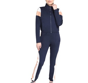 Conjunto Deportivo para Mujer con Bloques de Color, Manga Larga, Cuello Alto, Cierre Frontal, Ropa Casual de Otoño, Material de Spandex y Poliéster - Product Image 3