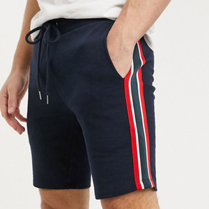 Pantalones Cortos Bermuda de Algodón Azul Marino para Hombre con Cintura Ajustable con Cordón y Raya Lateral, Ropa Casual - Product Image 4