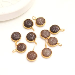 Colgante de piedra lunar gris natural tallada a mano con forma de flor, plata de ley 925, amuleto de piedra lunar gris para la elaboración de joyas. - Product Image 6