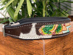 ปลอกคอสุนัขบุนวมหนังแท้หรูหราออกแบบโดยส่วนตัวปลอกคอสัตว์เลี้ยงแบบหัวเข็มขัดปรับได้สำหรับสุนัข - Product Image 3