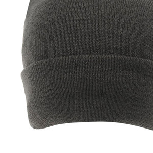 Bonnet tricoté texturé personnalisé avec logo, gris et noir, style tressé, bonnet d'hiver chaud à revers, Gorros, vente en gros 2026 - Product Image 5
