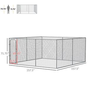 Recinto per Cani e Pollaio da Esterno Resistente in Rete Zincata con Pareti Laterali a Maglie con Chiusura Sicura per l'Allevamento - Product Image 3
