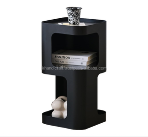 Modern 3-Tier Metal Nightstand Space-Saving Accent Side Table for Small Spaces Bedside Table Storage <b>Shelf</b> Bedrooms Living Rooms - Product Image 1