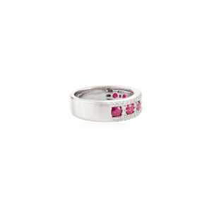 Anillo de Compromiso de Oro Blanco de 14K con Rubíes y Diamantes, Diseño Exclusivo, Gran Venta, Estilo Eternidad Media - Product Image 5