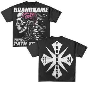 Chemises à imprimé graphique personnalisées pour hommes, coupe ample décontractée, style streetwear, 100% coton lourd, vêtements de marque sur mesure. - Product Image 3