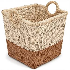 Panier décoratif élégant en jonc de mer, conçu pour l'organisation intérieure, avec des matériaux naturels et une construction robuste - Product Image 1