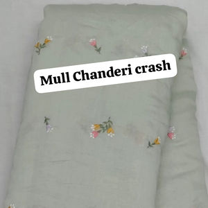 Tissu en coton Chanderi de qualité supérieure, 75 GSM, avec broderie florale multicolore, largeur 58 pouces, textile doux et respirant pour robes - Product Image 6