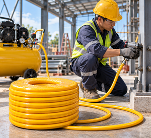Tuyau d'air flexible en PVC jaune pour compresseur d'air 100m – Tuyau de compresseur d'air flexible jaune 100m durable et haute performance - Product Image 1