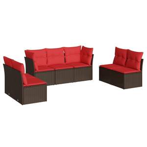 Divano da 7 pezzi in Poly Rattan marrone con cuscini eleganti mobili da esterno - Product Image 2