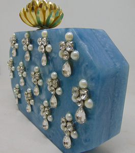 Wholesale Luxrey India Made <b>Wedding</b> Party Blue Resin <b>Box</b> Clutch Purse BY MULTI CRAFT Wholesale luxury resin <b>box</b> clutch purse - Product Image 2