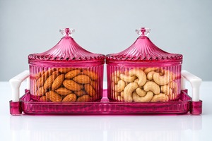 Ensemble de 4 boîtes rondes de luxe avec couvercles, transparentes, pour le stockage d'aliments secs, de noix, de bonbons, pour les fêtes - Product Image 3
