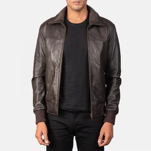 Veste en cuir véritable marron foncé décontractée de haute qualité pour hommes, avec logo personnalisé, design vierge, grandes tailles, vestes en cuir pour hommes - Product Image 5