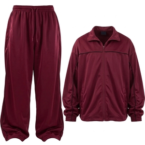 Ensemble de survêtement personnalisé imprimé par sublimation en polyester/coton respirant, coupe ample, avec capuche, coupe-vent rose pour homme et femme, idéal pour le tennis en hiver - Product Image 1