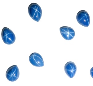 Zafiro Azul Estrella Pera 7x9 mm 3 Quilates, Cabujón Pulido Creado en Laboratorio con Efecto Estrella de 6 Rayos, 4 mm de Altura para Fabricación de Joyas - Product Image 2