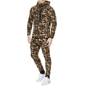Mens <b>Brown</b> Solid High Quality Fleece Hoodie Tracksuit Set Casual Hooded Sweatshirt <b>Jogger</b> Pants - Product Image 1
