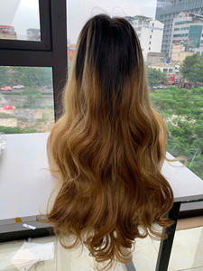 Venta al por mayor Premium Remy Virgen teñido de onda larga pelo vietnamita Cierre de encaje peluca Rojo Negro Color Nasa pelo - Product Image 3