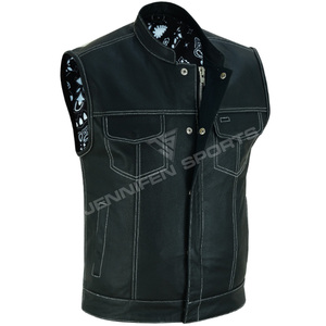 Chaleco de Motocicleta Clásico de Moda, de Cuero Genuino, Reversible, Transpirable, para Invierno, Talla 6XL para Hombre, con Forro Interior de Bandana - Product Image 3