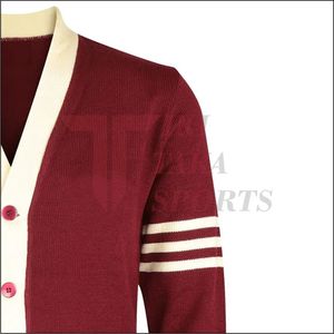 Cárdigan de Punto de Manga Larga con Cuello en V y un Solo Botón para Hombre, con Decoración de Encaje y Patrón de Patchwork, Nueva Colección de Invierno - Product Image 3