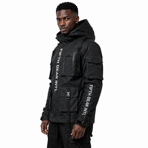 Men's Black Hooded Techwear <b>Jacket</b> <b>Waterproof</b> Breathable Bomber Coat Utility Zip Up Streetwear Outerwear Direct Factory Supplier - Product Image 4