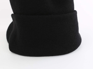 Black <b>Mens</b> <b>Winter</b> Beanie <b>Hat</b> with Brim Warm Double Knit Cuff Beanie Cap Breathable Custom Fashion Cheap Price OEM 2025 - Product Image 3
