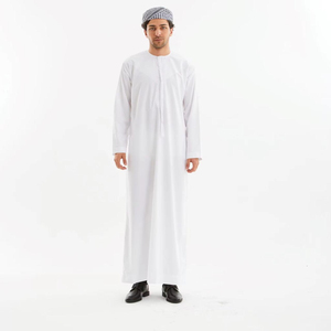 Djellaba islamique pour hommes, élégante et décontractée, ornée de perles, 100% Polyester, infroissable, respirante, légère, longue, couleur foncée, longueur cheville - Product Image 6