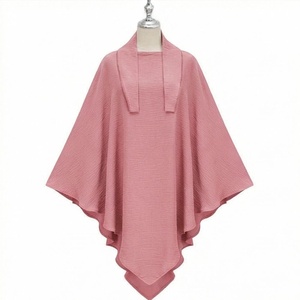 Precio de Fábrica al por Mayor, Tela de Poliéster Crepé de Color Personalizado, Hijab Khimar de Una Capa para Mujeres Musulmanas, Suave y Transpirable para Oración del Eid - Product Image 1