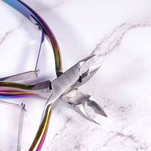 Cortauñas Profesional de Acero Inoxidable Curvo con Punta Afilada D 505, Color Arcoíris, Venta Directa de Fábrica, Herramientas de Manicura para Salón - Product Image 5