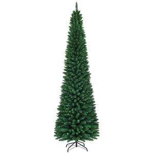 Albero di Natale a sigaretta di lusso da 2,7 m per spazi ridotti con 1500 rami in PVC e finitura innevata - Product Image 2