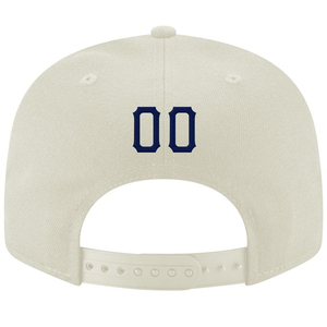 White 6-Panel Baseball Cap With <b>Navy</b> Blue Embroidered R Logo Fitted <b>Hat</b> Unisex Casual Style - Product Image 5