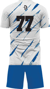 Ensemble de maillots de sport classiques blancs pour hommes, coupe ajustée, 100 % polyester, nouvelle arrivée, uniformes de football, logo personnalisé, sublimation - Product Image 3