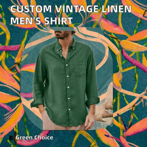 Chemise décontractée pour homme en lin et coton satiné tricoté respirant, anti-plis, à col rabattu, manches longues, boutonnage simple, couleur unie, idéale pour l'été - Product Image 2