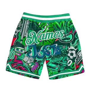Shorts de bain pour hommes à imprimé dessin animé, sublimation par transfert, séchage rapide, taille élastique, longueur mi-cuisse, style décontracté, tissu polyester - Product Image 2