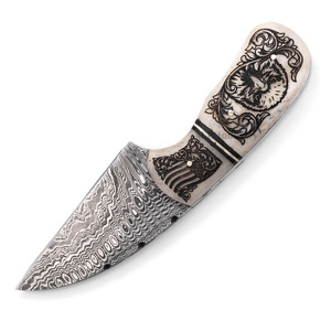 Cuchillo de Caza de Hoja Fija de Acero de Damasco de Grado Industrial Personalizado, Punta Caída, 19cm, 0.5mm de Grosor, Grabado Láser, Mango de Hueso de Camello - Product Image 5