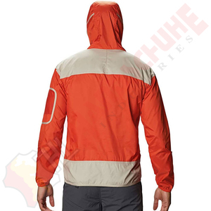Mens Orange <b>Grey</b> Hooded Softshell <b>Jackets</b> Windbreaker Lightweight Sport Color Block Running Hiking Stylish Outerwear - Product Image 2