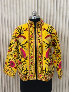 Velvet Printed Autumn Winter <b>Jackets</b> <b>Women</b> Stylish Ethnic Modern Designer Outerwear Breathable Eco-Friendly Vintage Floral - Product Image 3